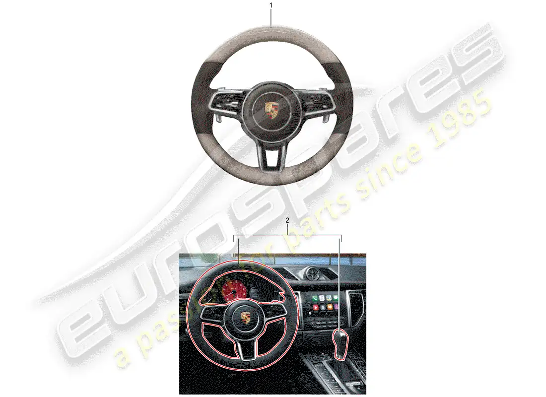 porsche 2016 (tequipment macan) steering wheel parts diagram