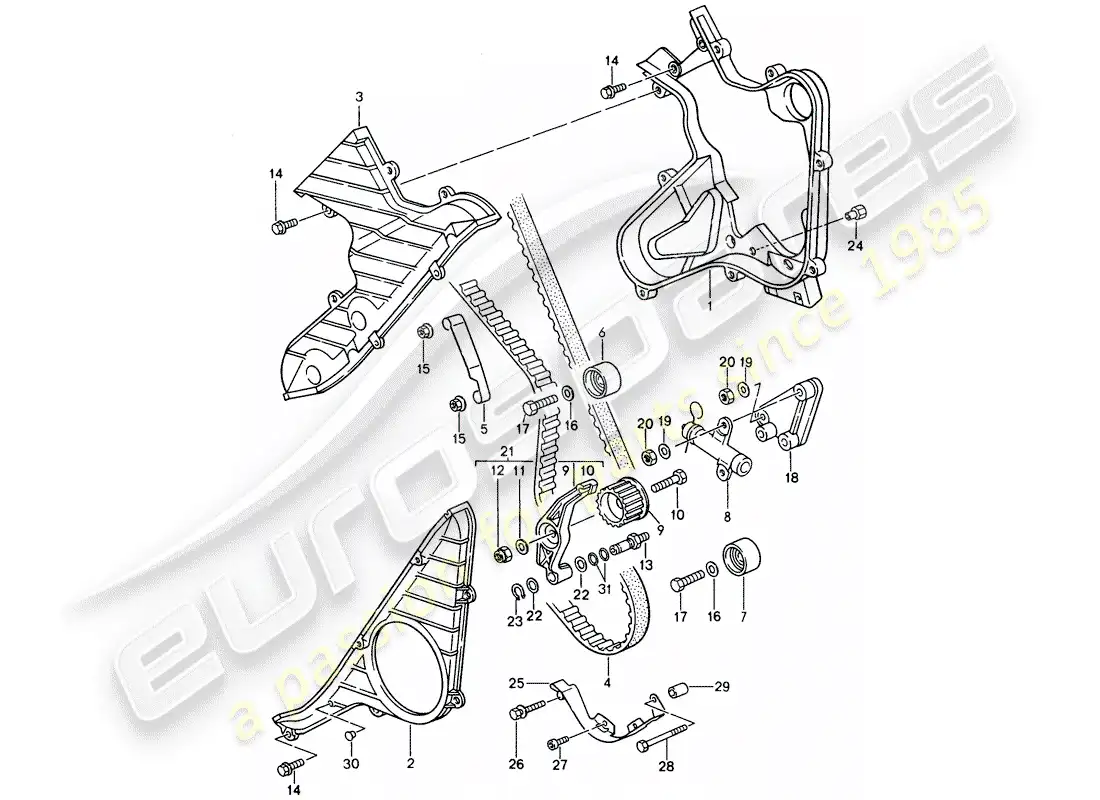 porsche 1994 (968) driving mechanism - camshaft parts diagram