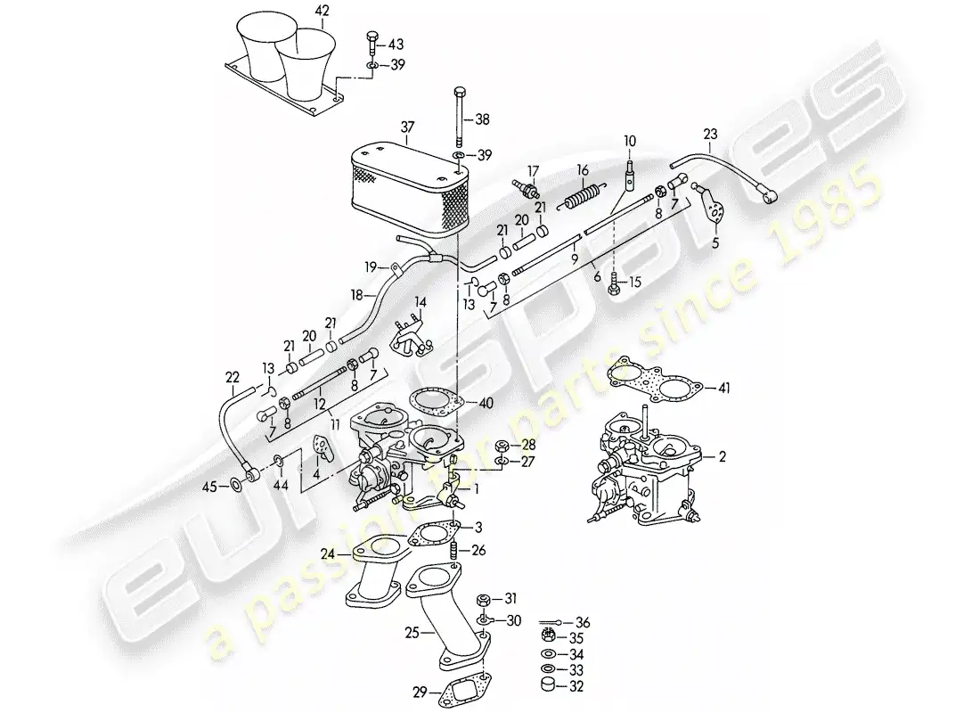 porsche 1955 (356/356a) carburetor - solex 40 p ii - solex 40 p ii-4 - and - fuel supply line - m 90 501 >> 91 000 parts diagram