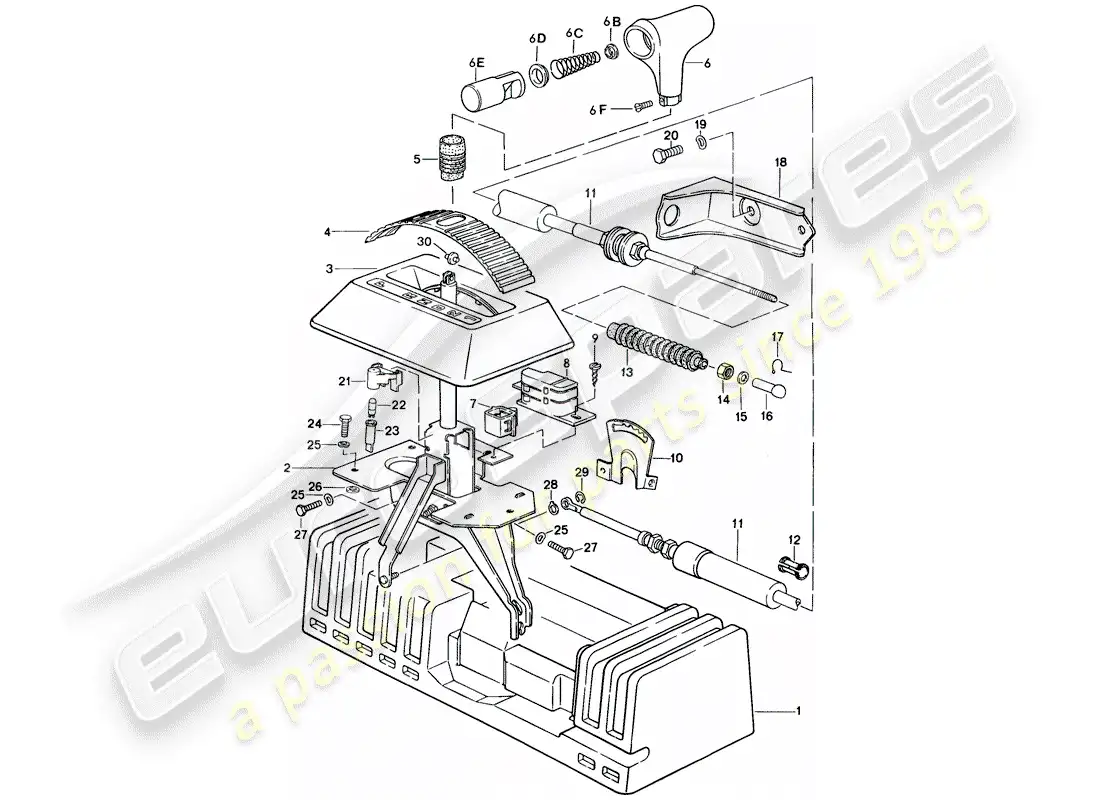 porsche 1988 (924s) shift mechanism - for - automatic transmission parts diagram