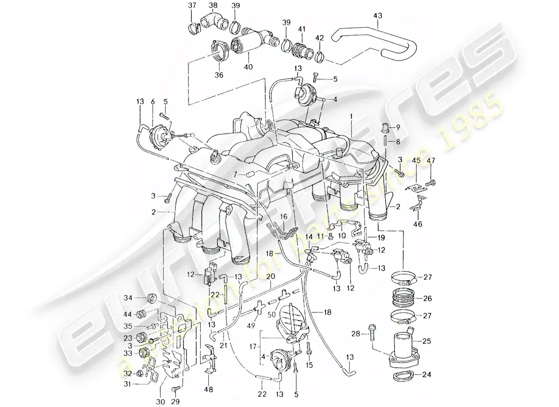 porsche 1995 (993) intake air distributor parts diagram