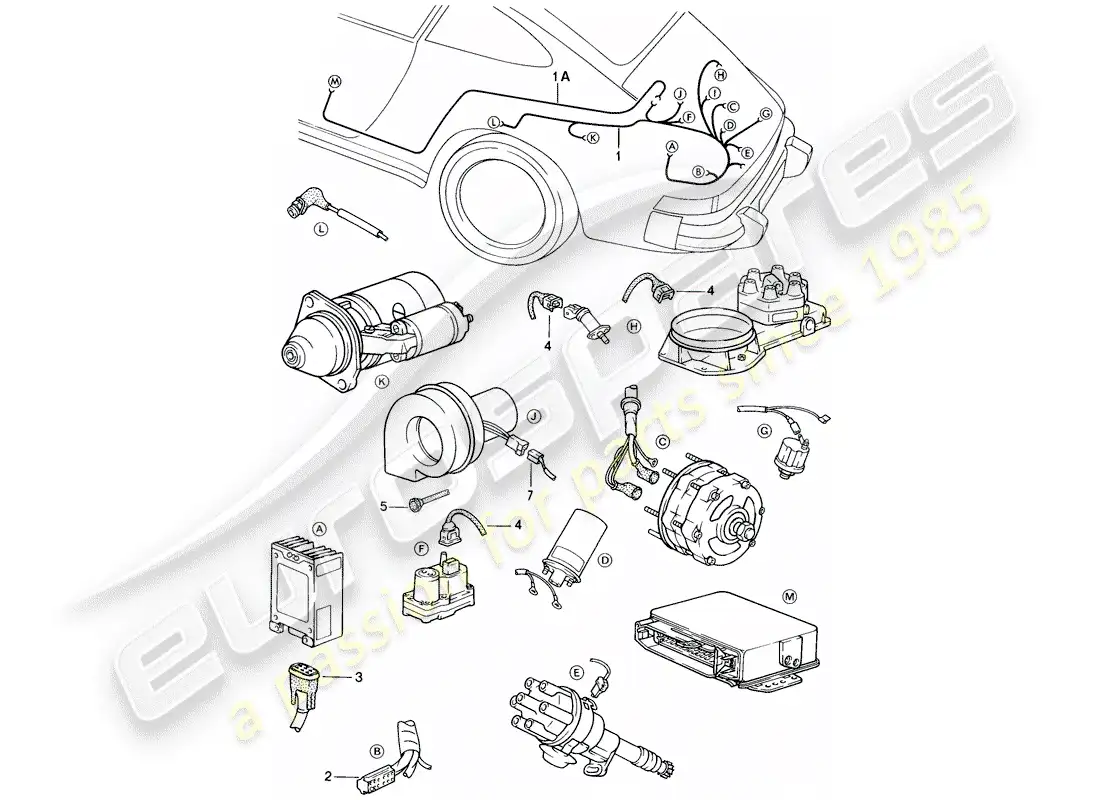 porsche 1985 (911) wiring harnesses - engine parts diagram