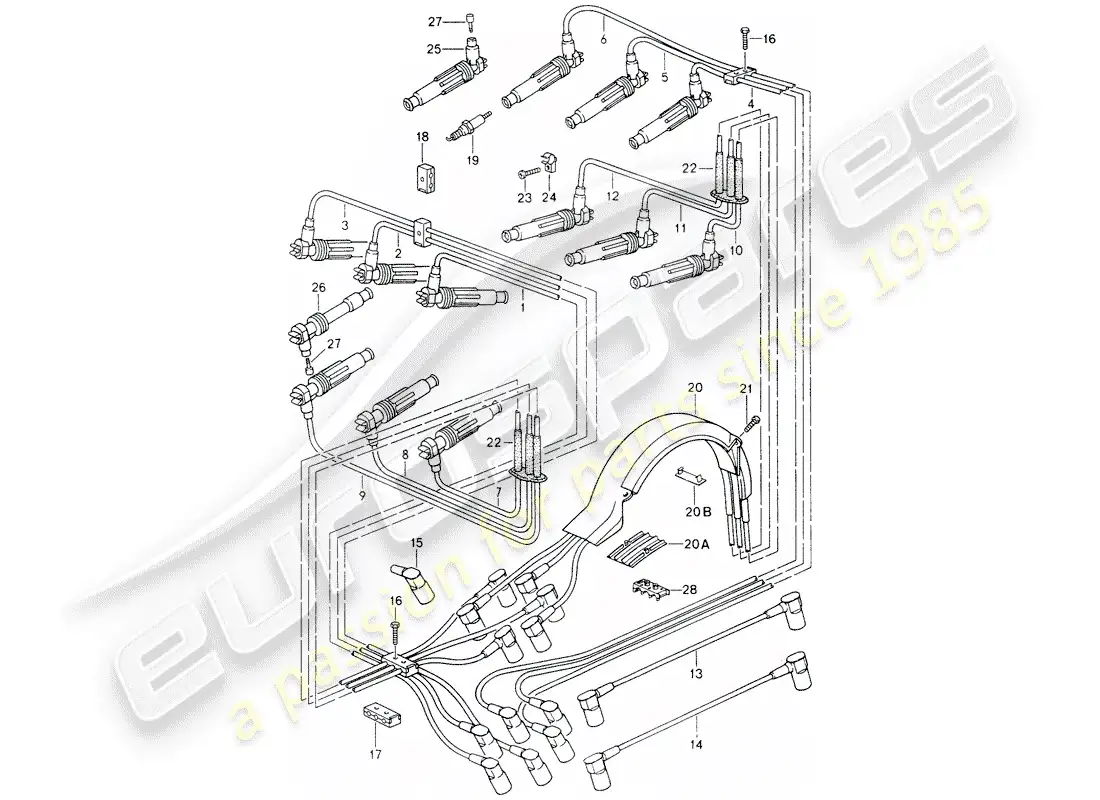 porsche 1990 (964) engine electrics 2 parts diagram