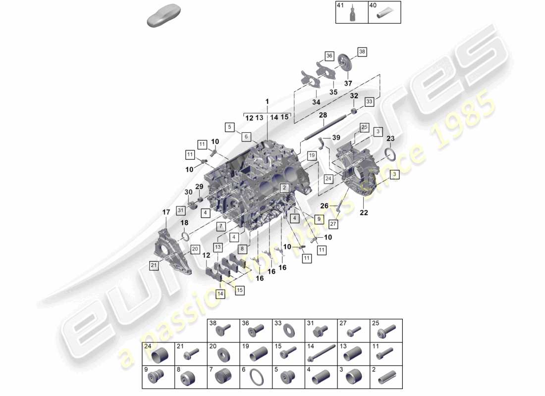 porsche 2025 (cayenne e3 pa) crankcase housing individual parts part diagram