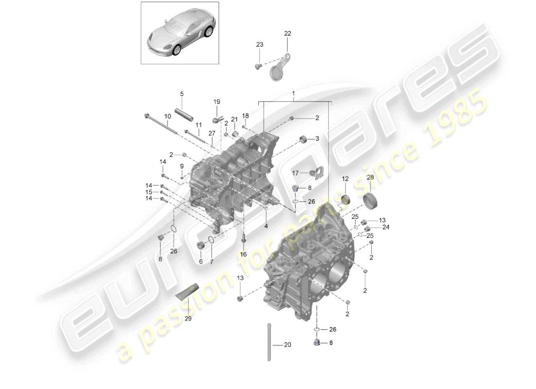 porsche 2025 (718 cayman) crankcase housing part diagram