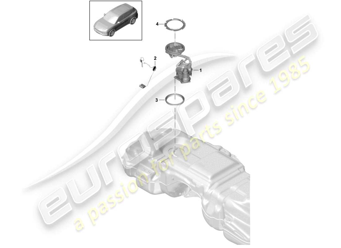 porsche 2023 (cayenne e3 9ya/9yb) fuel tank fuel pump part diagram
