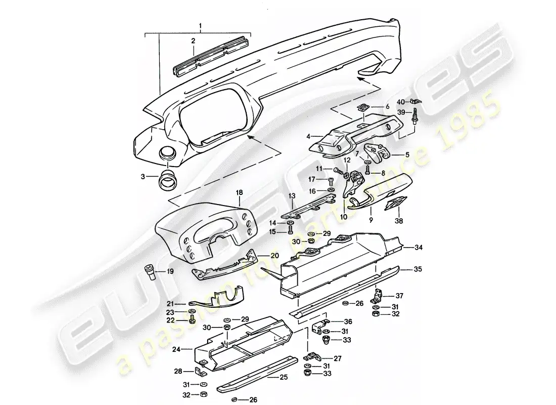 porsche 1988 (928) dash panel trim - d >> - mj 1989 parts diagram