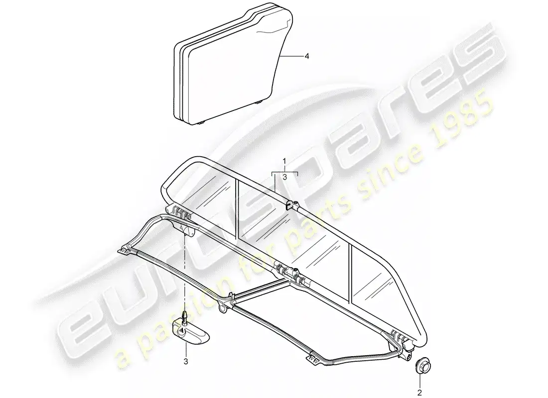 porsche 2009 997-2 turbo / gt2 windscreen parts diagram