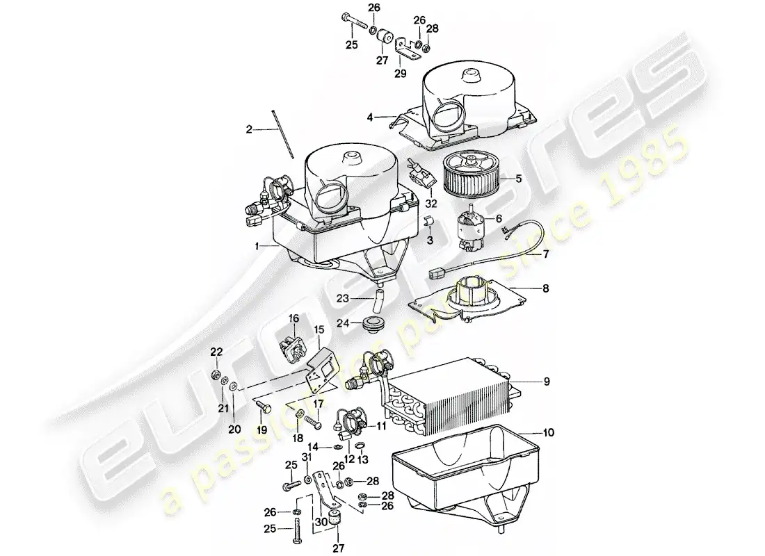porsche 1980 (924) air conditioner parts diagram