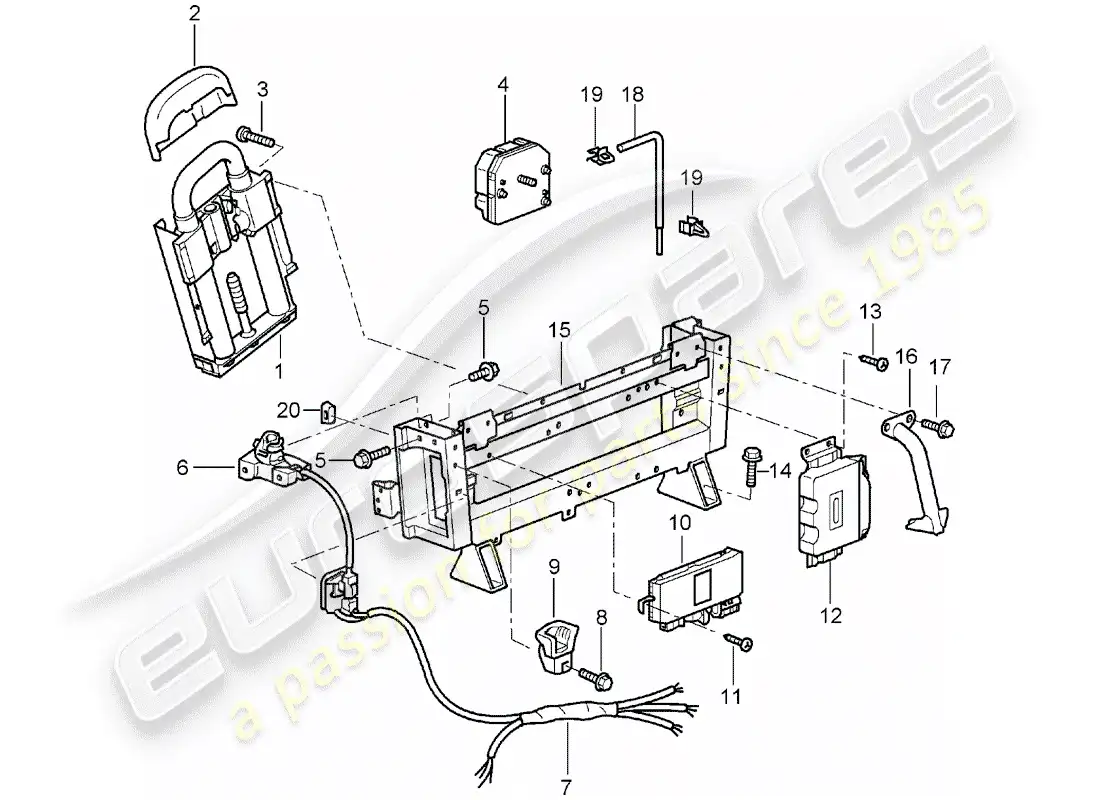porsche 2002 (996) roll bar parts diagram