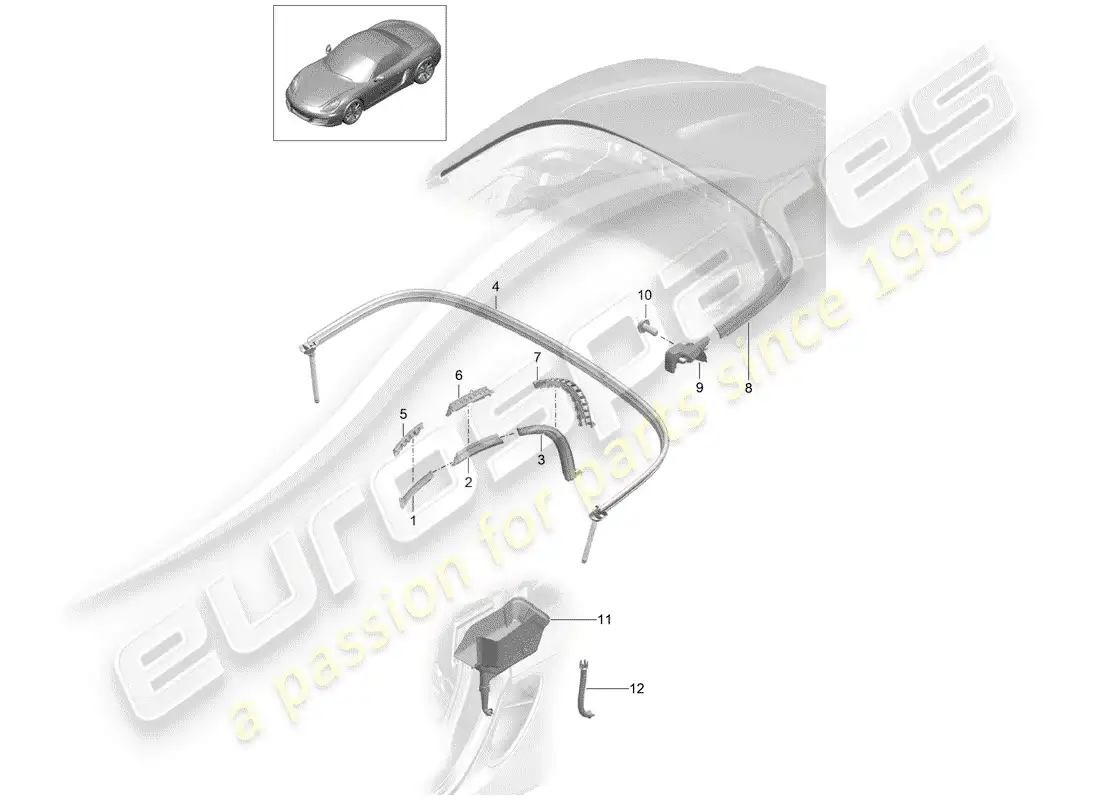 porsche 2014 (981 boxster) convertible top parts diagram