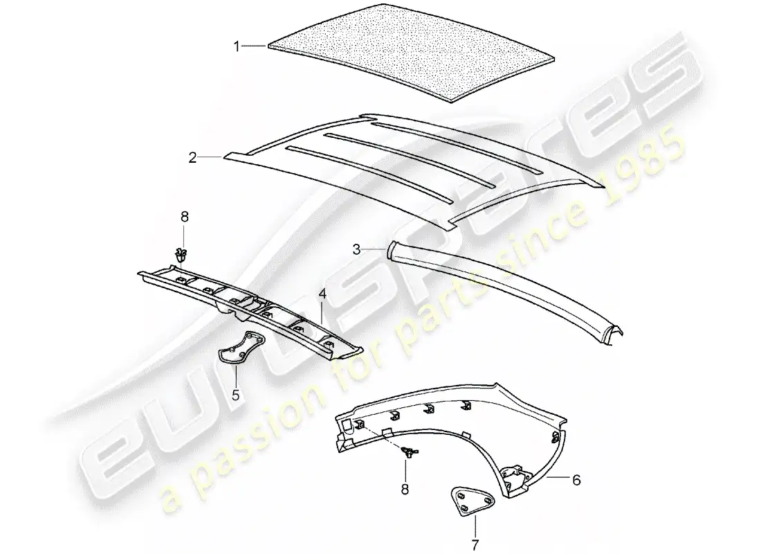 porsche 2008 (987 boxster) hardtop parts diagram