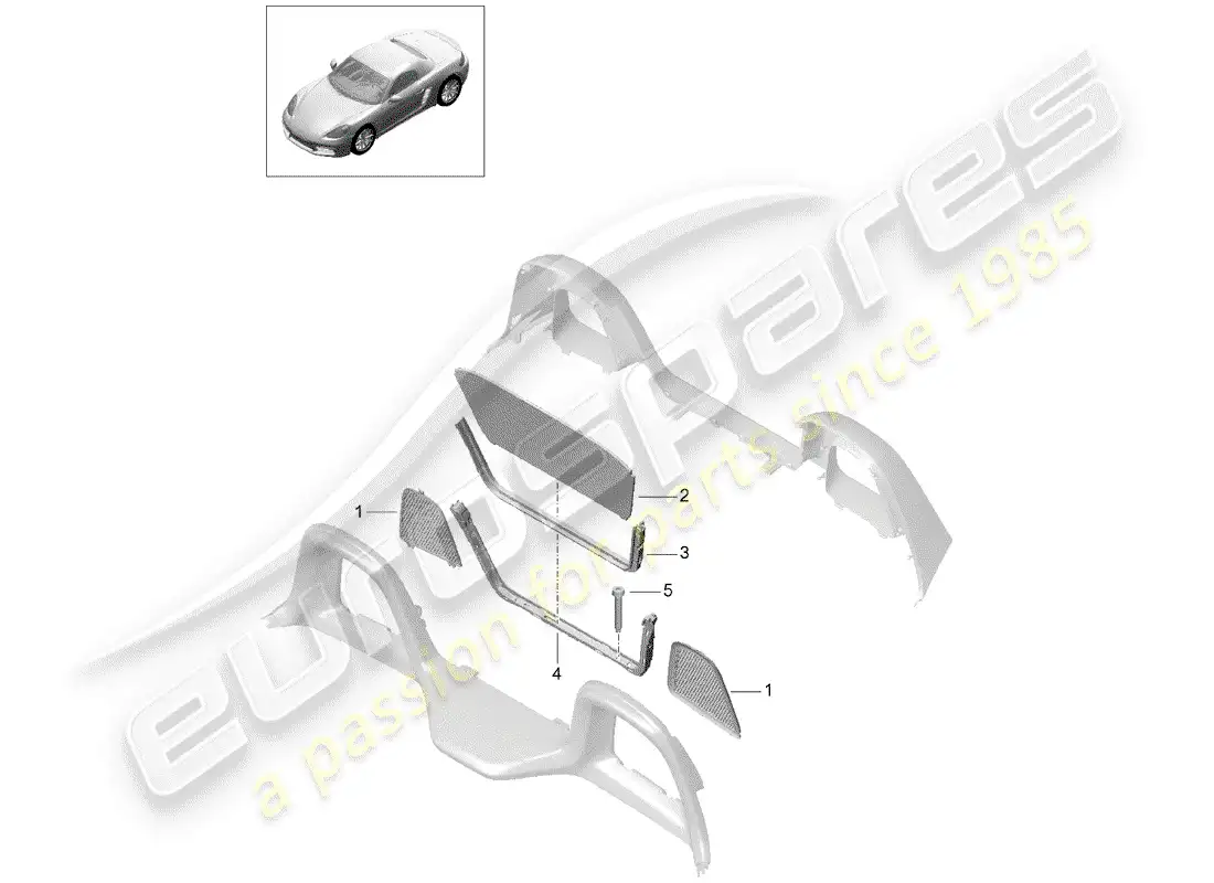 porsche 2018 (718 boxster) windscreen parts diagram