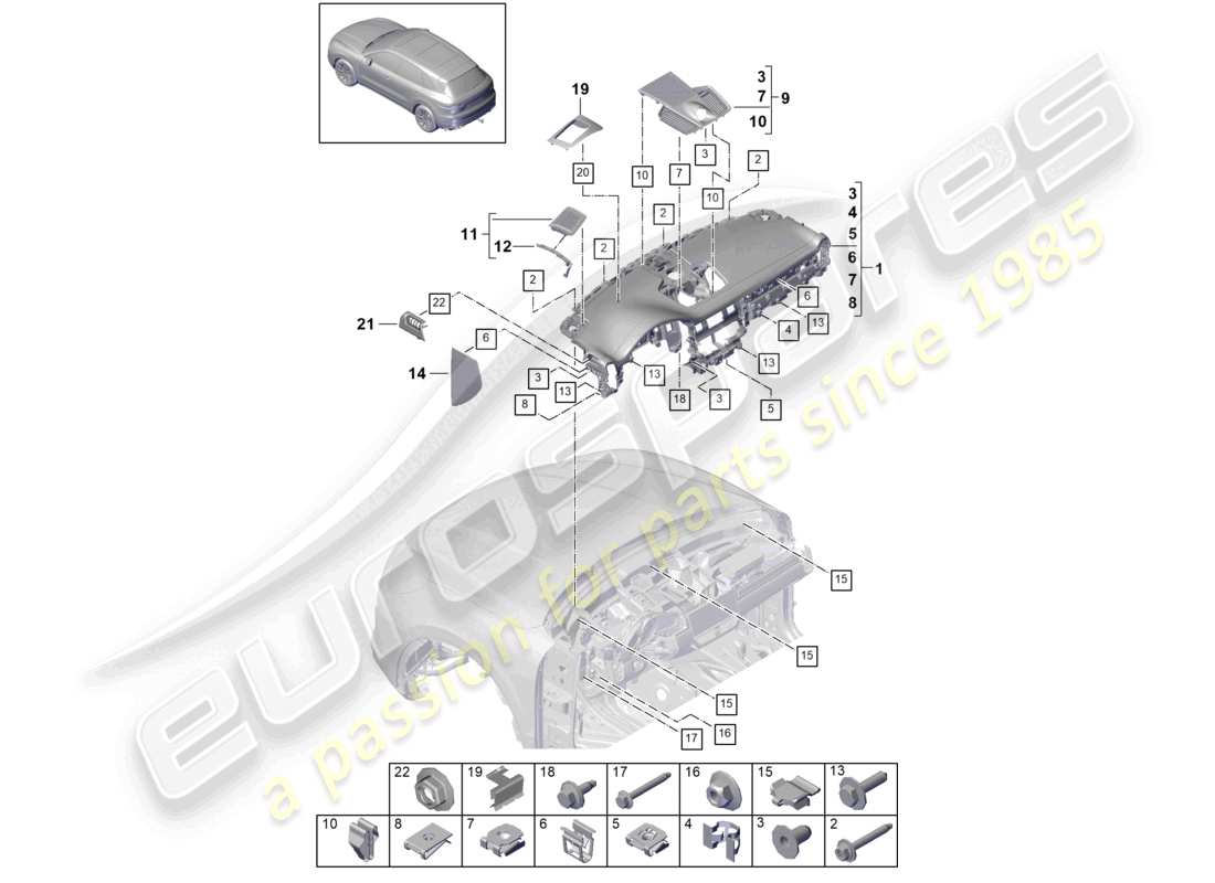 porsche 2024 (cayenne e3 9ya/9yb) instrument panel trim upper and accessories part diagram