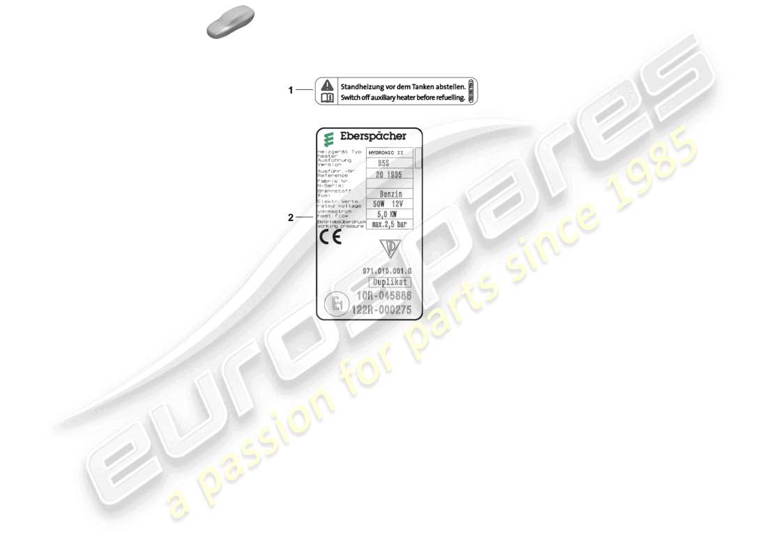porsche 2025 (panamera 976) signs/notices auxiliary heater part diagram