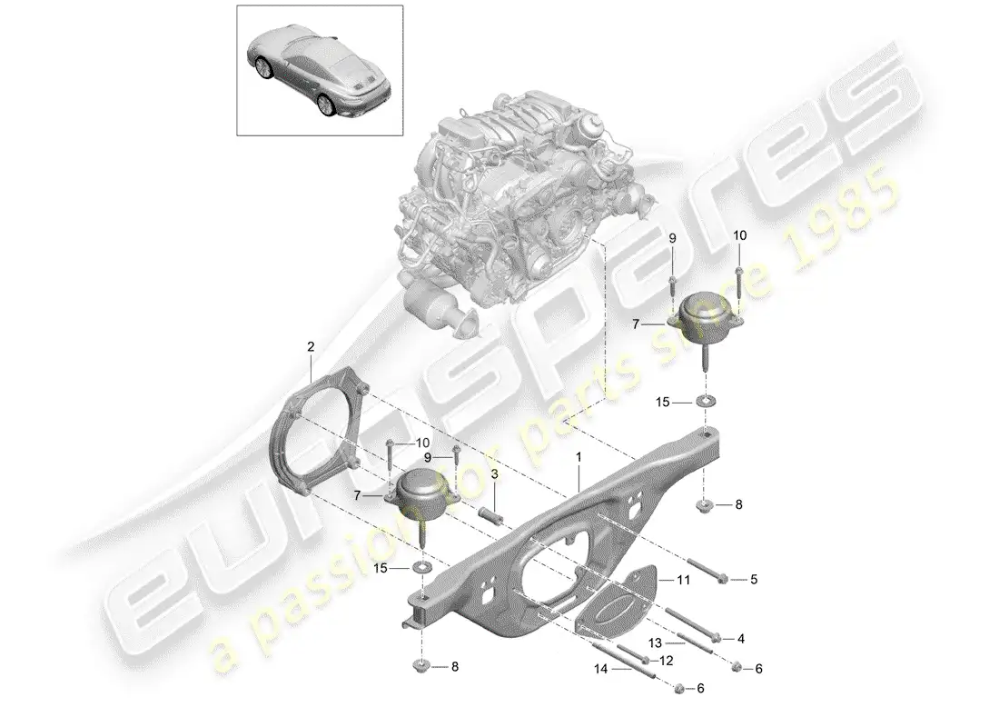 porsche 2020 (991-2 turbo) engine lifting tackle parts diagram