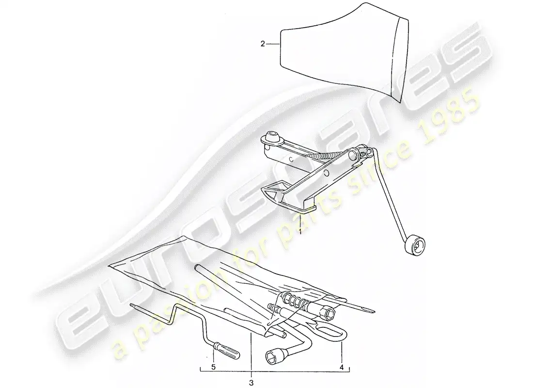 porsche 1990 (928) tool - jack parts diagram