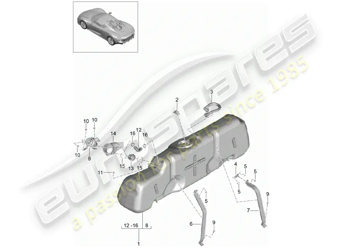 porsche 2015 (918 spyder) fuel tank parts diagram