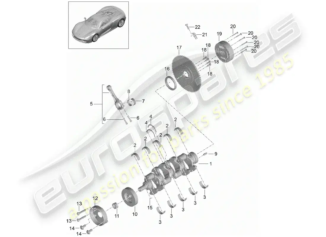 porsche 2015 (918 spyder) crankshaft parts diagram
