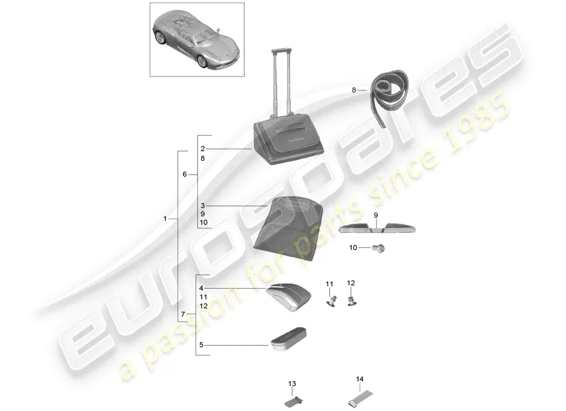 porsche 2015 (918 spyder) luggage compartment system parts diagram