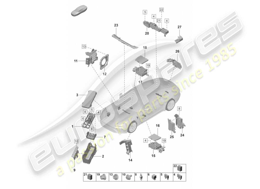 porsche 2024 (panamera 971-2) central electrics fuse box part diagram