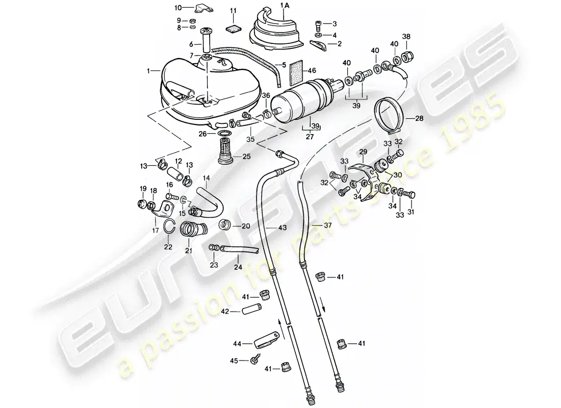 porsche 1985 (911) fuel system parts diagram
