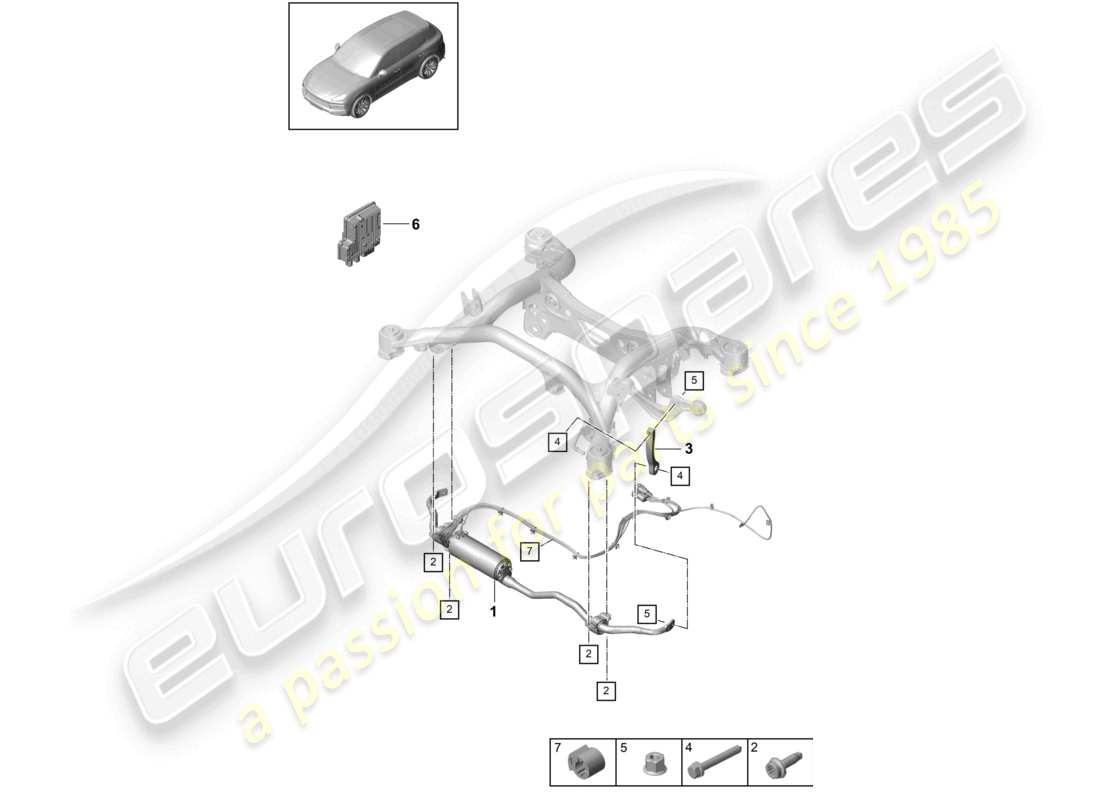 porsche 2022 (cayenne e3 9ya/9yb) anti-roll bar rear axle part diagram