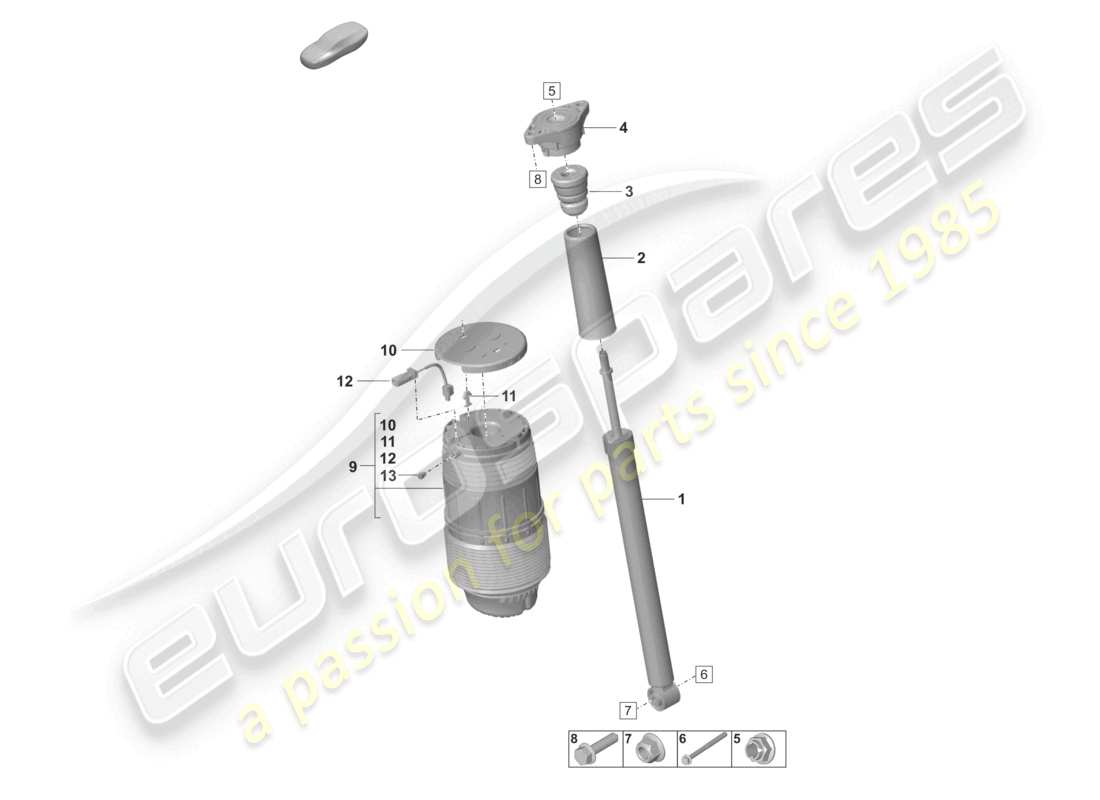 porsche 2022 (panamera 971-2) air suspension shock absorbers part diagram