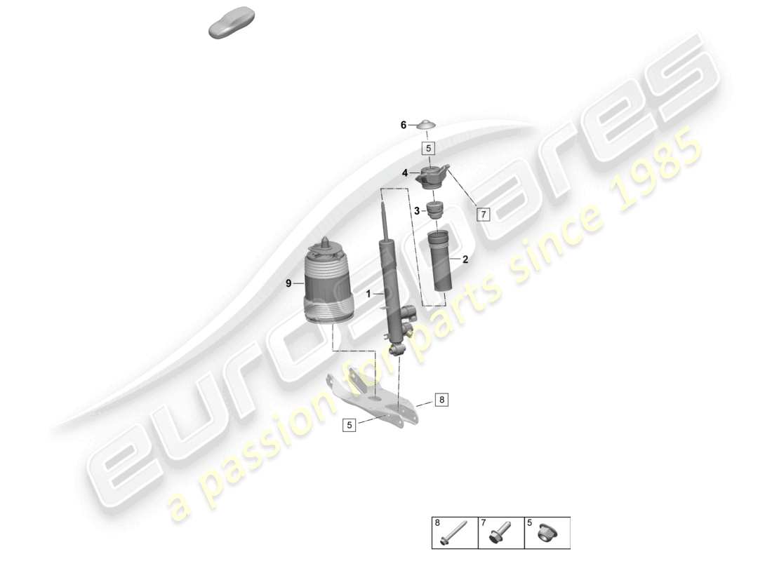 porsche 2025 (macan-e) air suspension vibration damper air spring part diagram