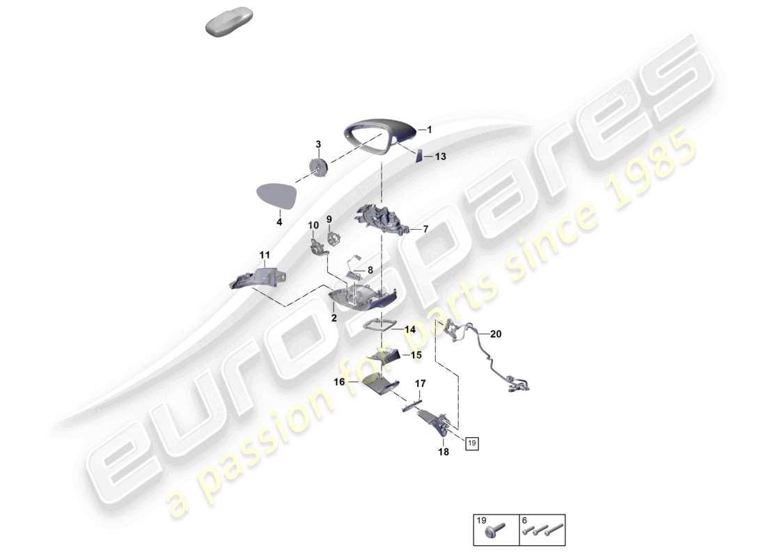 porsche 2026 (panamera 976) exterior mirror accessories part diagram