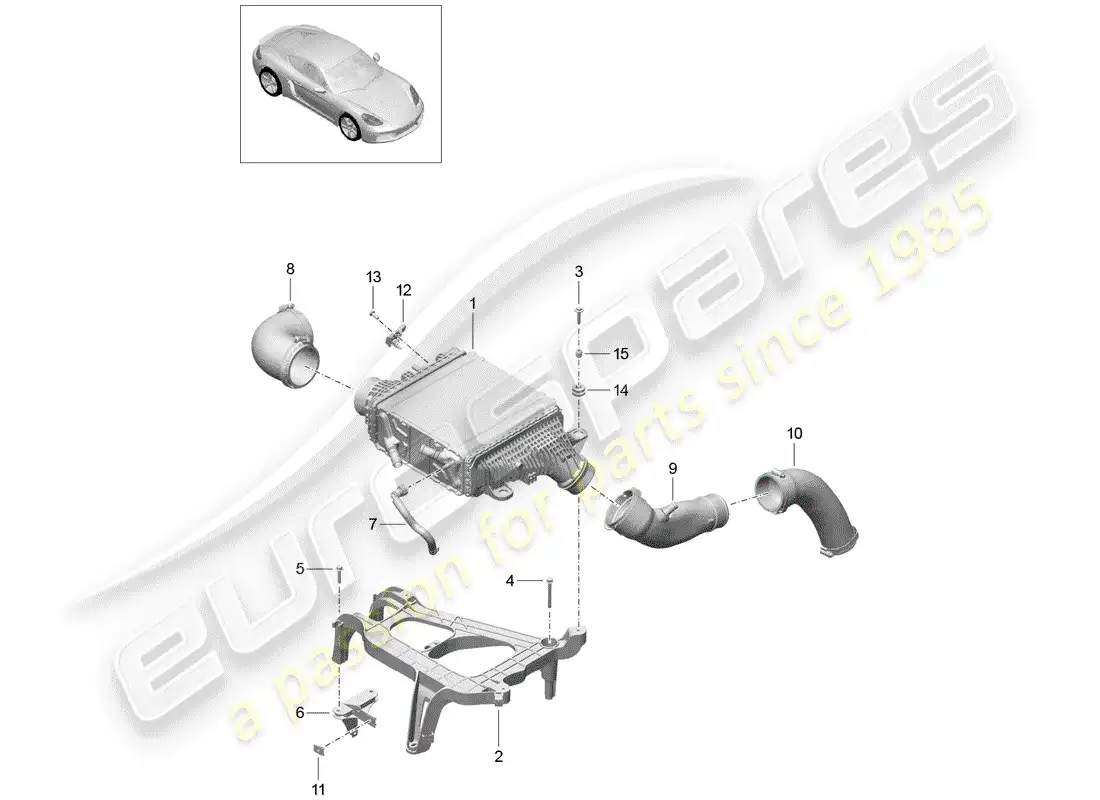 porsche 2019 (718 cayman) charge air cooler parts diagram