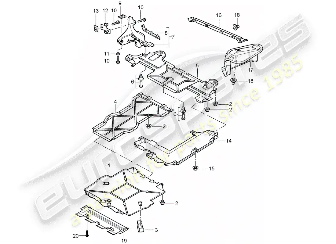 porsche 2005 (996) trims - for - underbody parts diagram