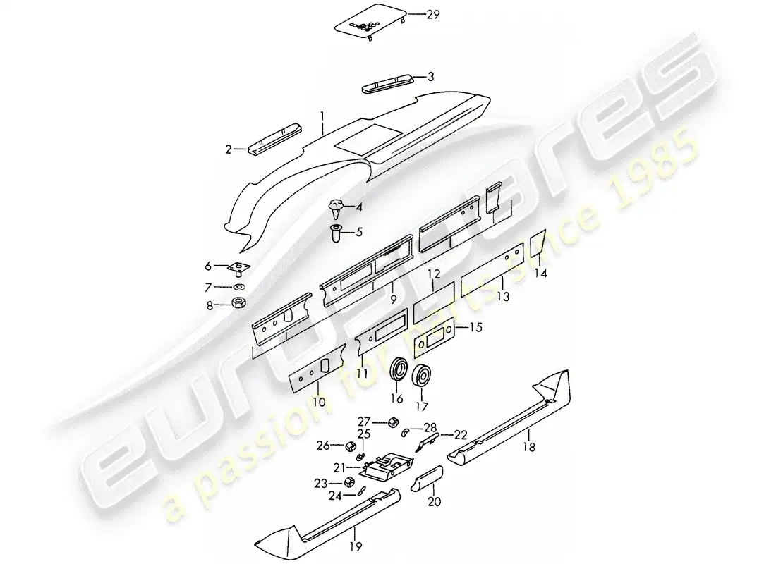 porsche 1967 (911/912) dash panel trim - ashtray - trim cover - d - mj 1969>> parts diagram