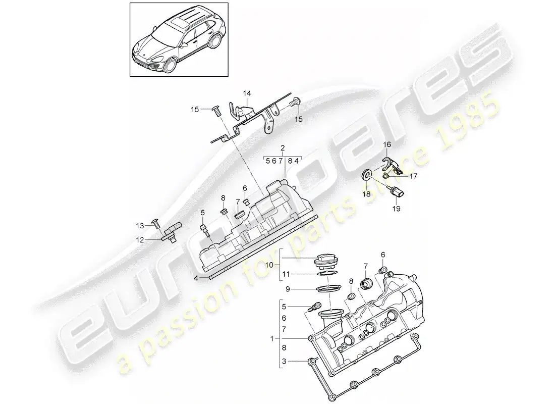 porsche 2014 (cayenne e2 92a) valve cover part diagram