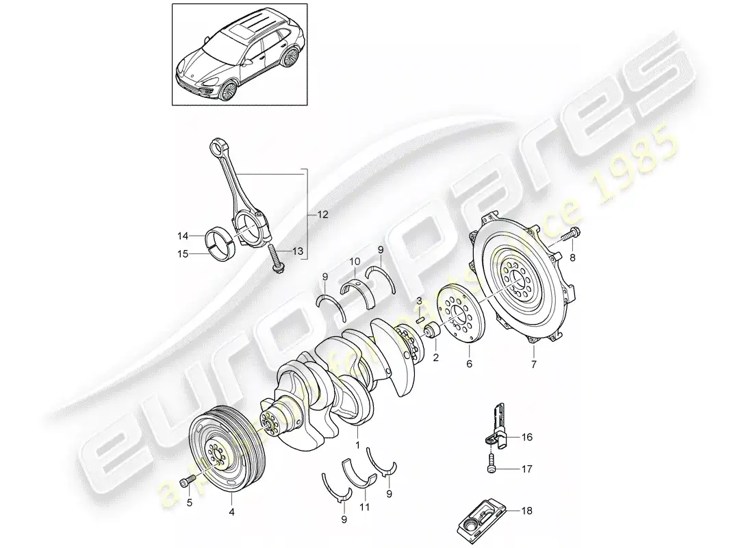 porsche 2014 (cayenne e2 92a) crankshaft part diagram