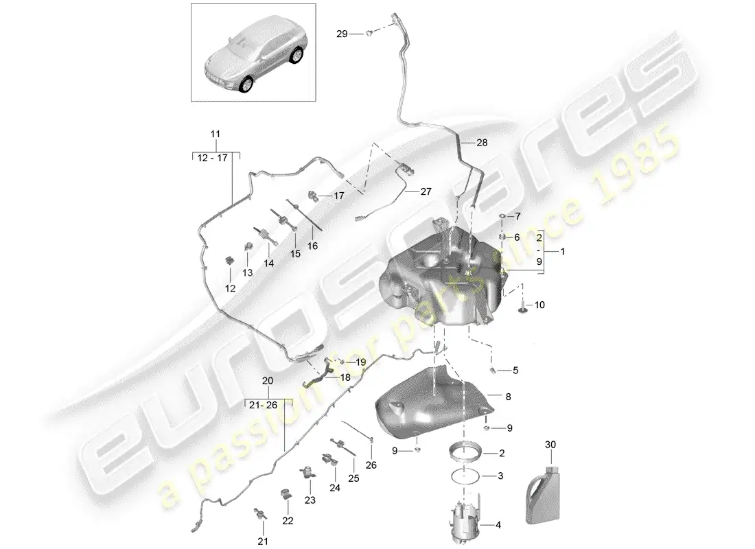 porsche 2017 (macan) ex. emission control system parts diagram