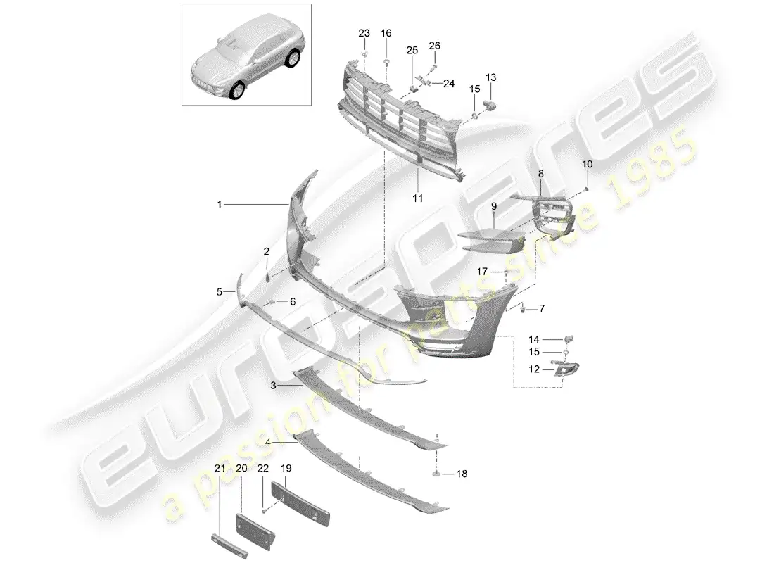 porsche 2017 (macan) bumper parts diagram
