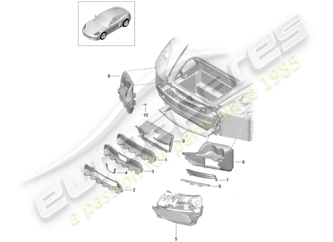 porsche 2017 (718 cayman) air duct parts diagram