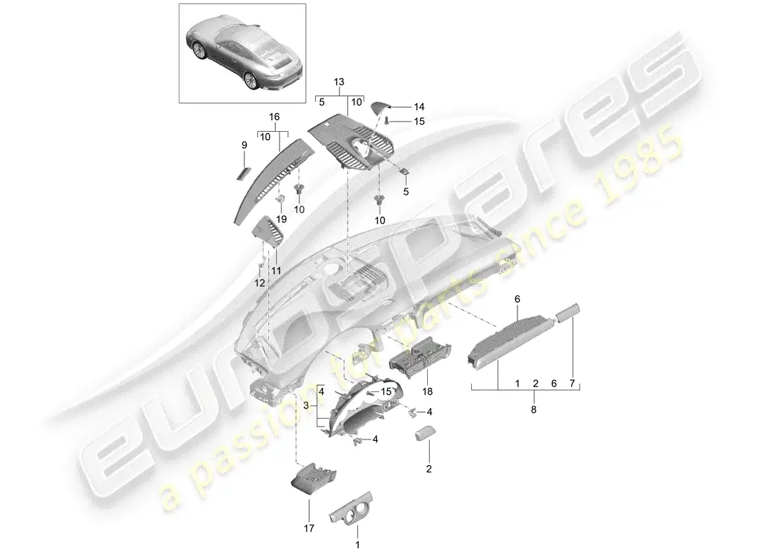 porsche 2019 (991-2) accessories parts diagram