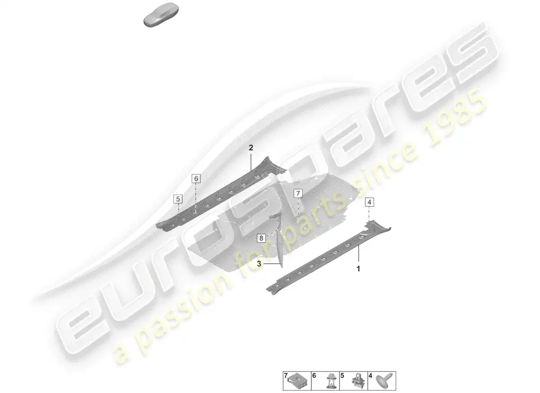 porsche 2020 (992-1) side member trim parts diagram