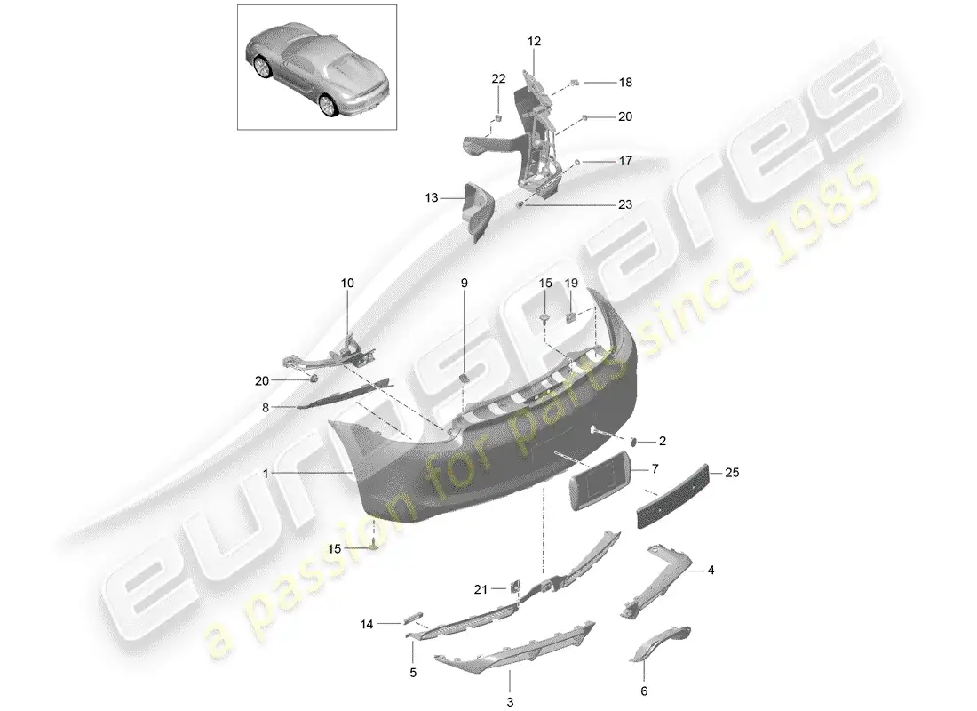 porsche 2016 (981 boxster spyder) bumper parts diagram