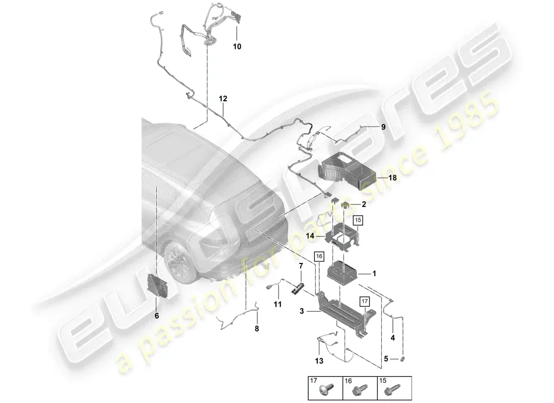 porsche 2020 (cayenne e3 9ya/9yb) battery parts diagram