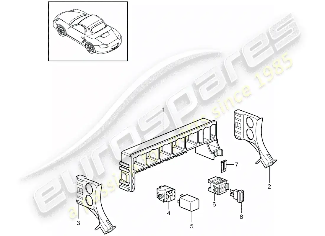porsche 2012 (987 boxster) fuse box/relay plate parts diagram