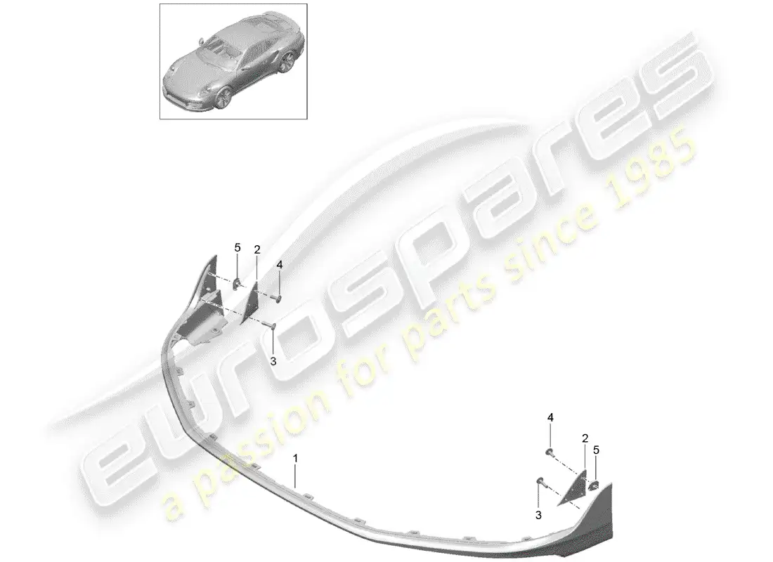 porsche 2014 (991-1 turbo) front spoiler parts diagram