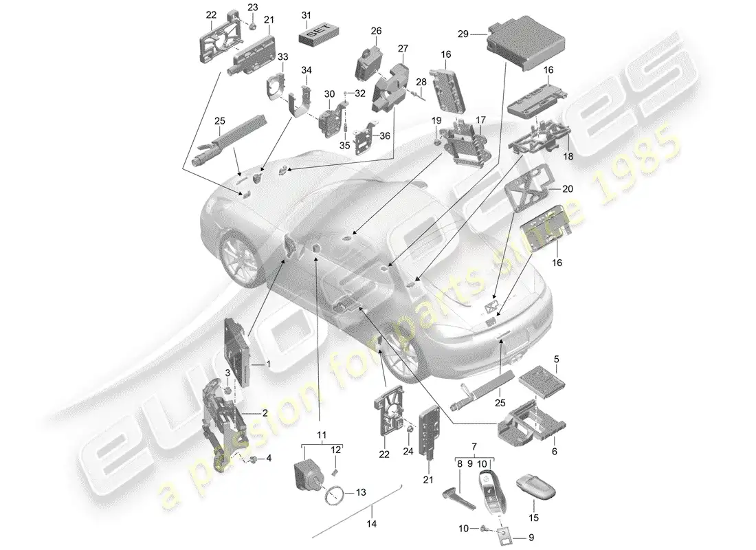 porsche 2015 (981 cayman) control units parts diagram