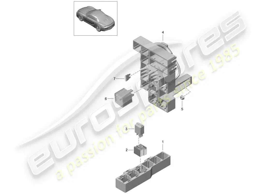 porsche 2014 (981 boxster) fuse box/relay plate parts diagram