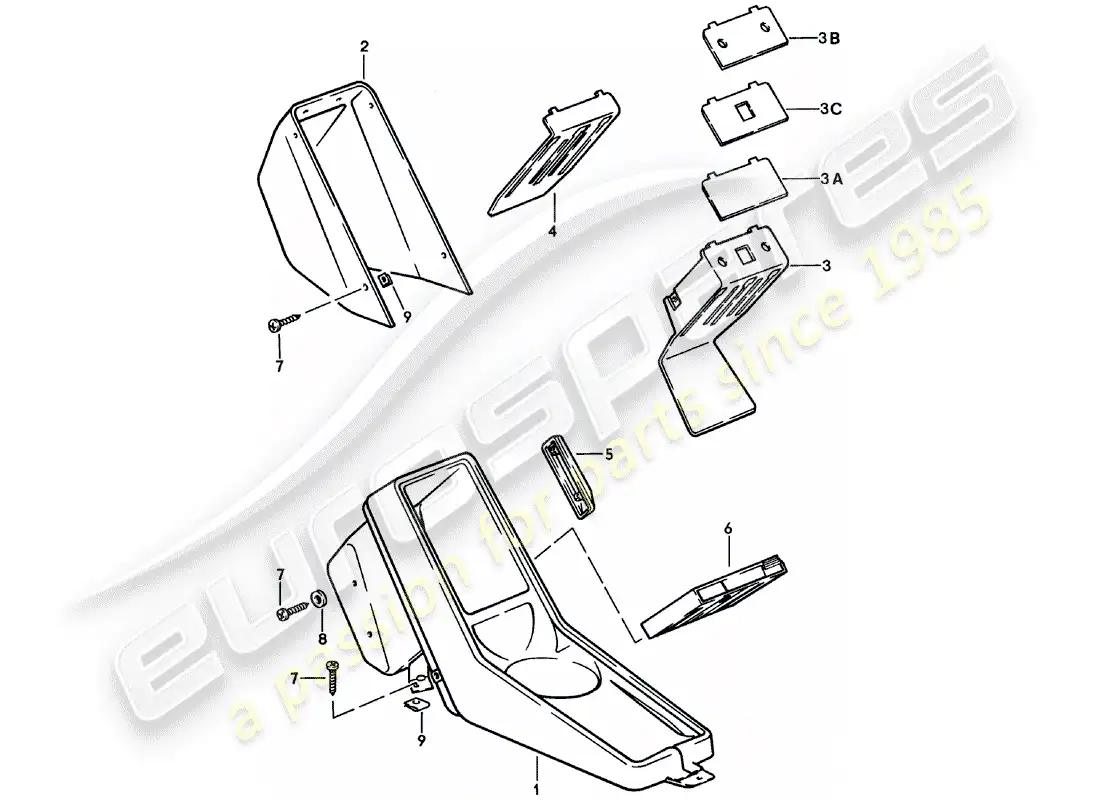 porsche 1980 (911) center console parts diagram