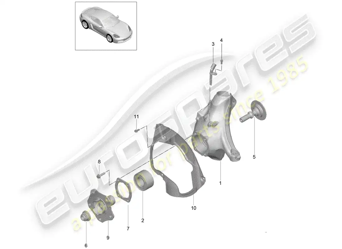porsche 2019 (718 cayman) wheel carrier part diagram