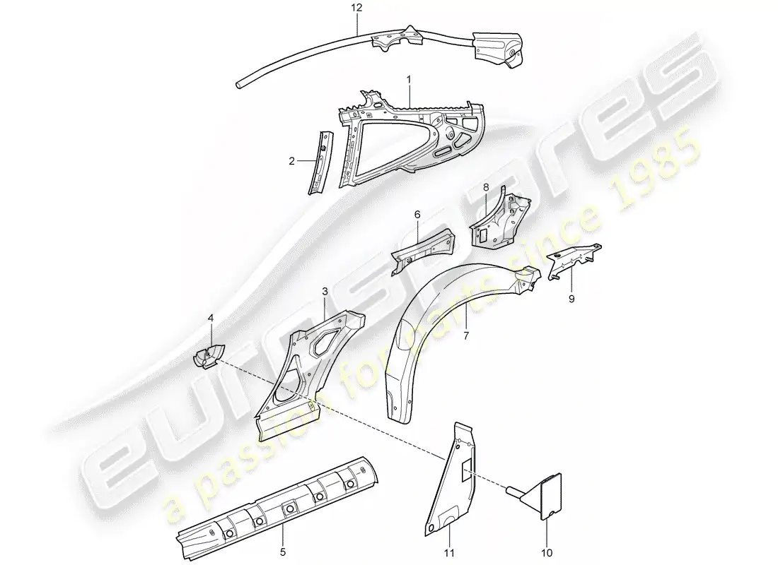 porsche 2005 (996) side panel parts diagram