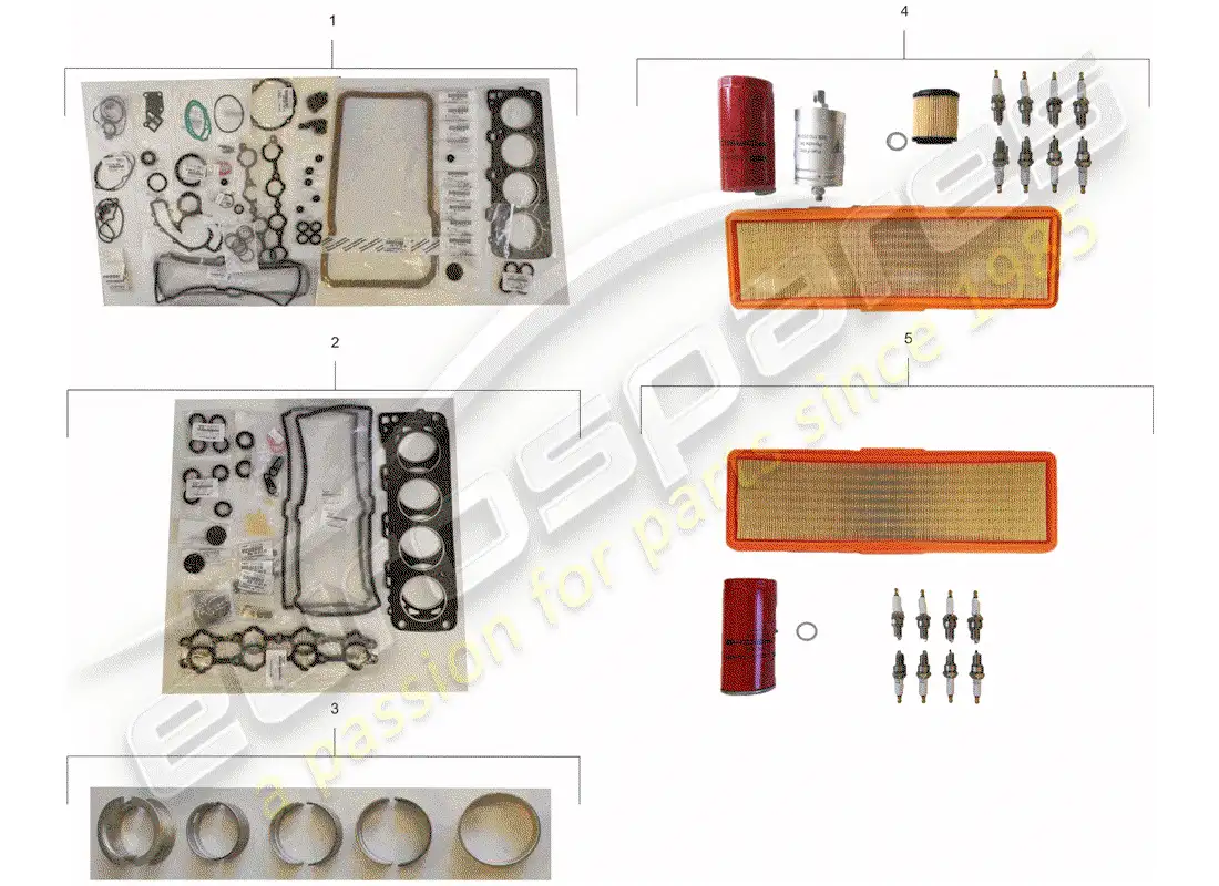 porsche 1990 (928) repair kits - maintenance set - gasket set parts diagram